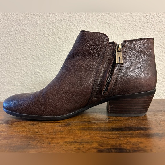 Sam Edelman Brown Petty Booties Size 7 Black Toe Boho Ankle Boots Low Heel - Picture 6 of 12